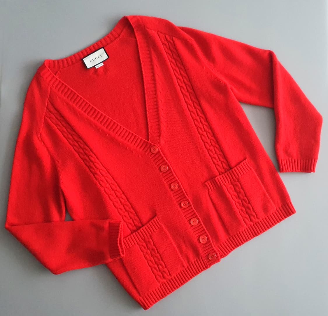 구찌 GG 로고 레드 가디건 상품이미지1
