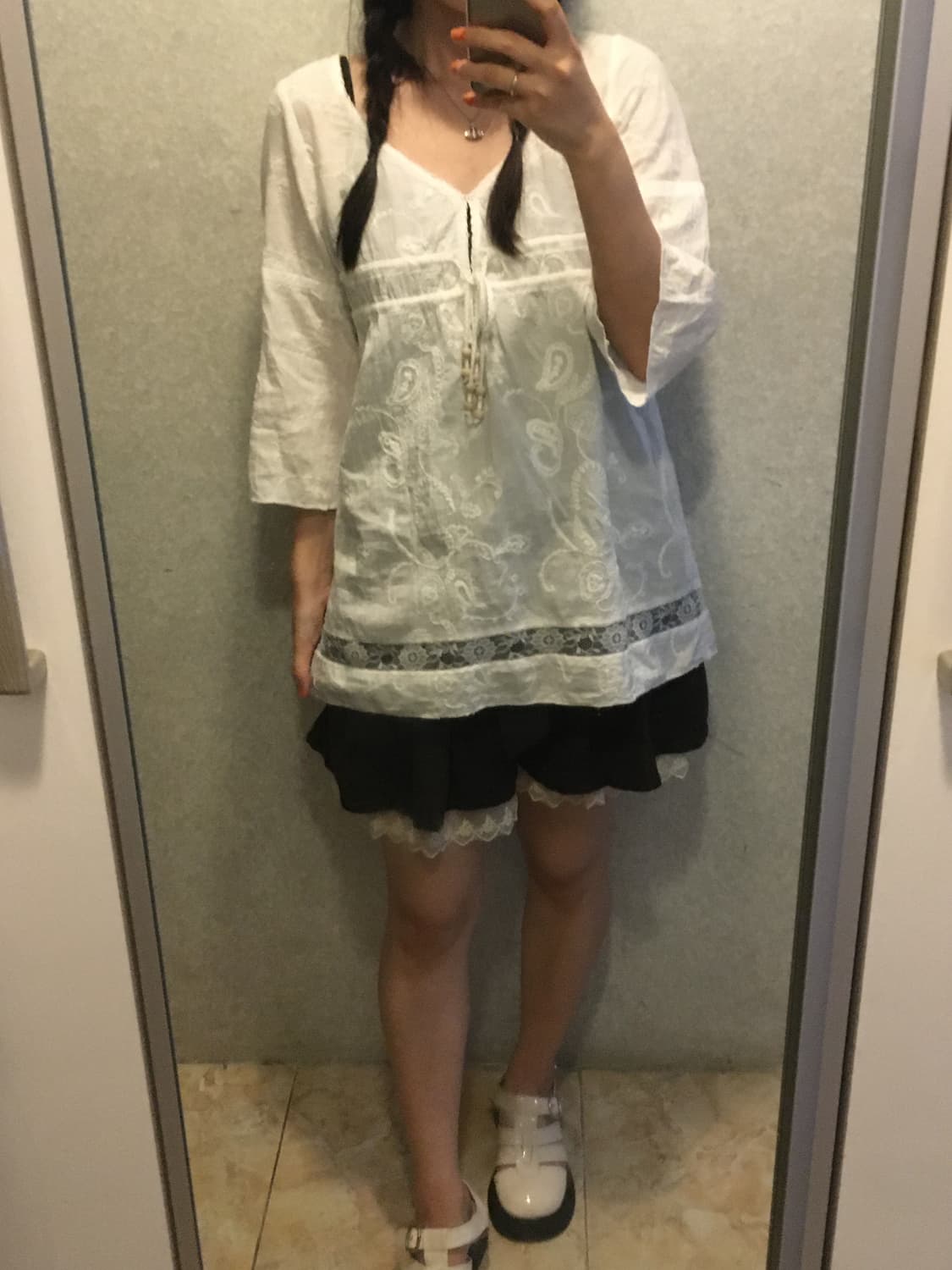 카키 레이스 반바지 상품이미지6