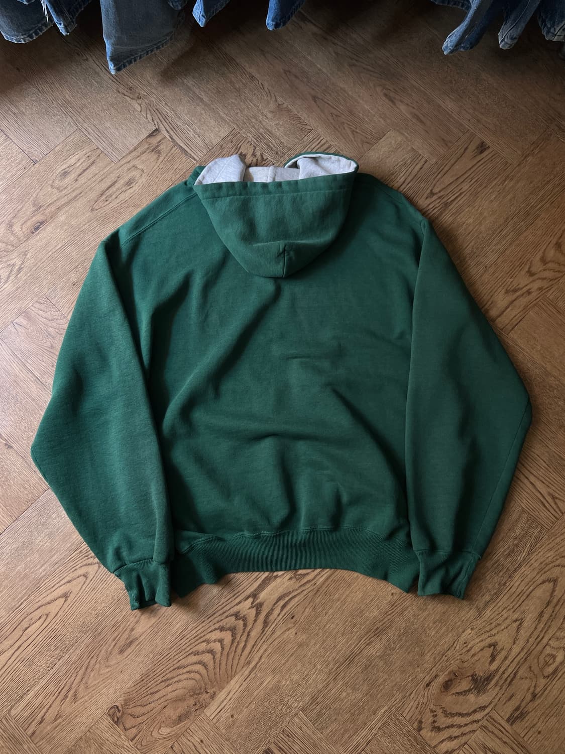 [XL]90's 러셀 Made in USA 빈티지 그린 버튼 후드 티셔츠 상품이미지8