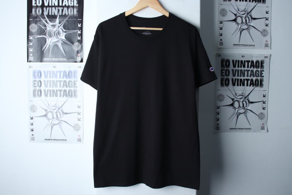 (L-XL) 챔피온 반팔 티셔츠 블랙 무지 올드스쿨-H30811 상품이미지2