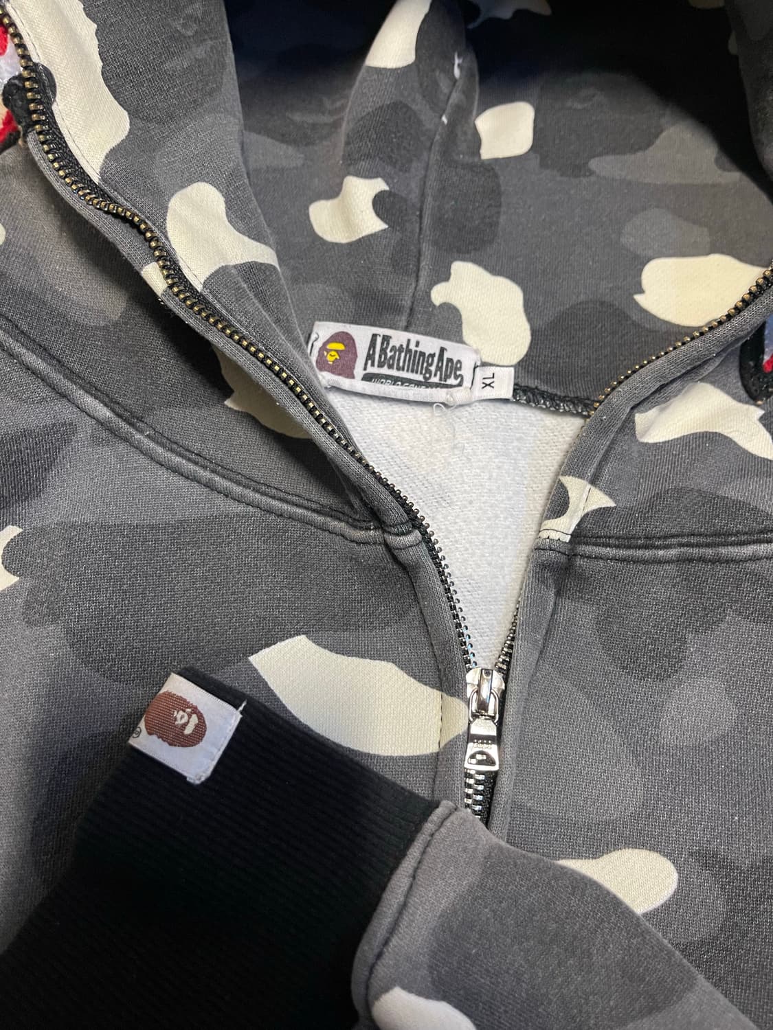 베이프 샤크 후드집업 L-XL 회색 카모 상품이미지7