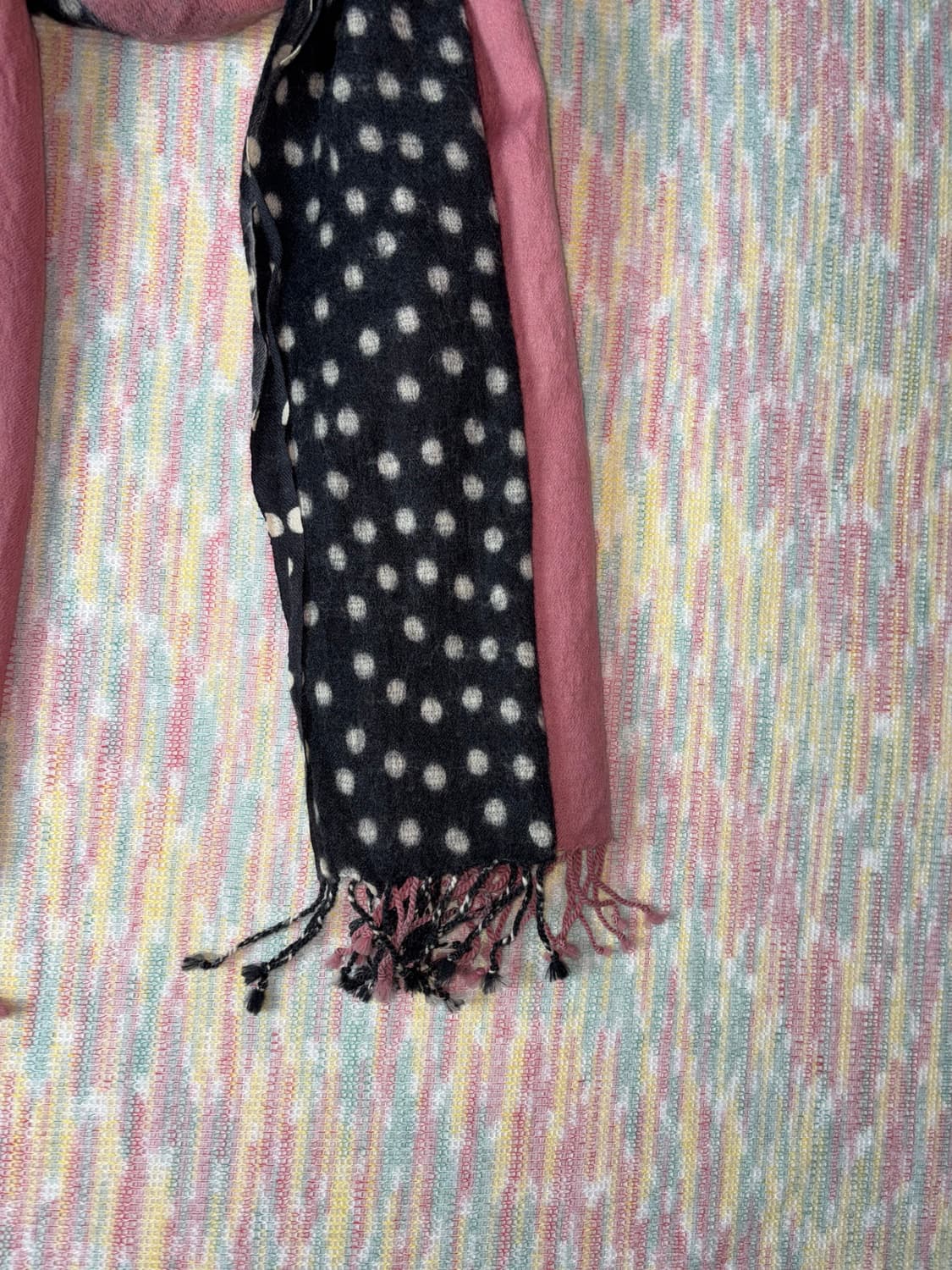 핑크 도트 포인트 울 머플러 상품이미지7