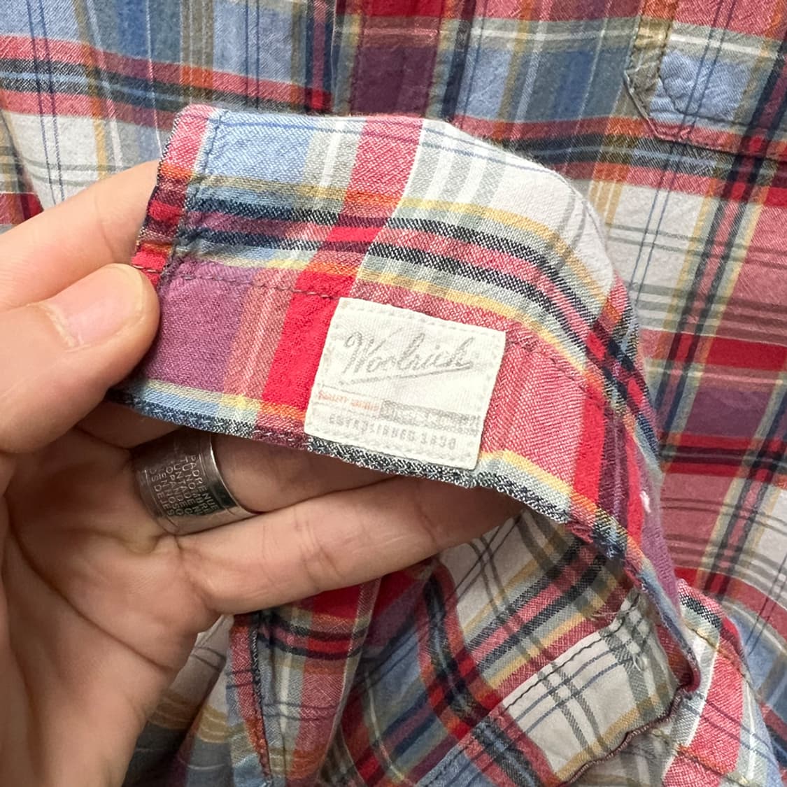 Woolrich 울리치 오가닉 코튼 체크 반팔 셔츠 XL 상품이미지4