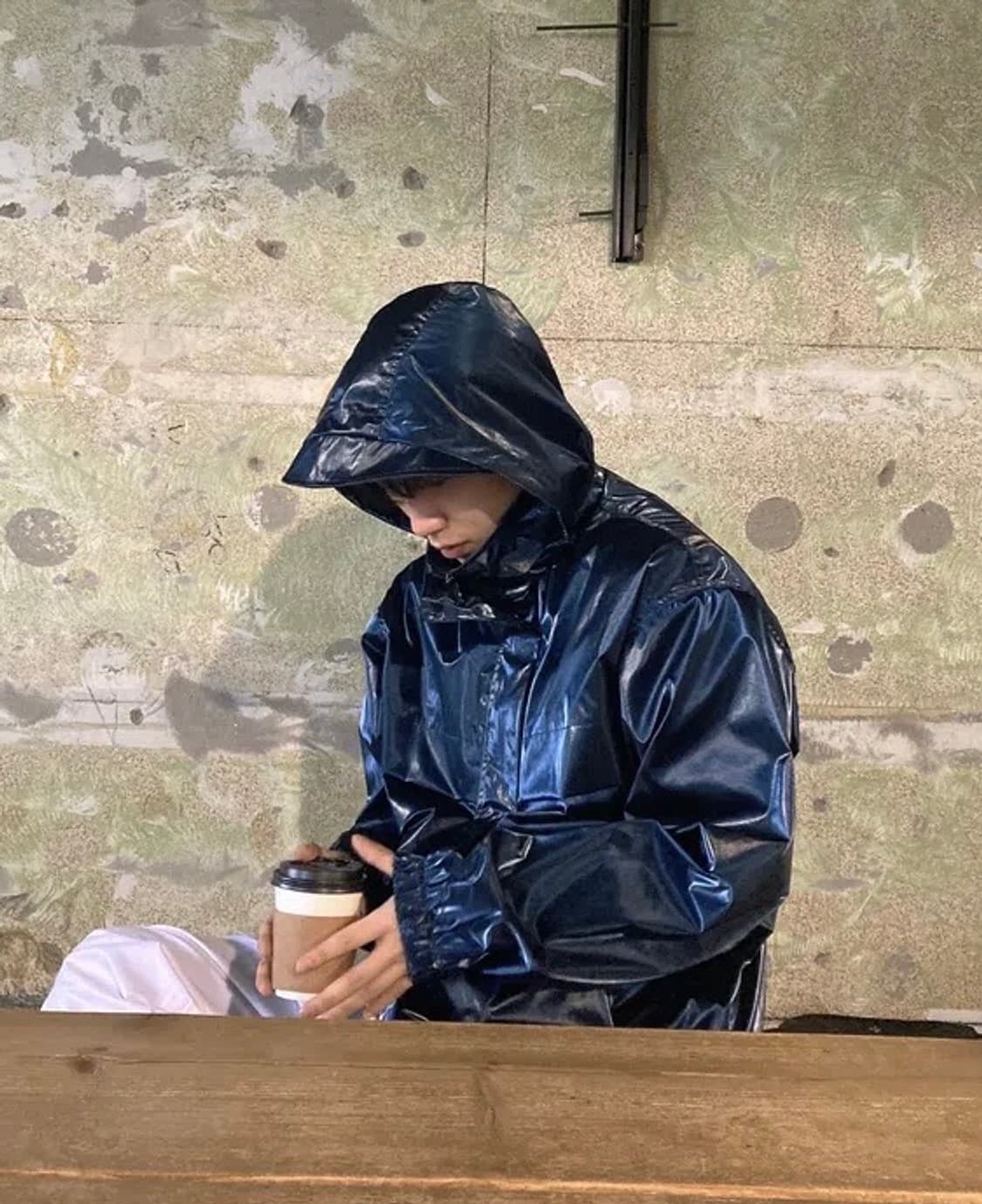 유광 나일론 바람막이 후드 점퍼 폴리 투웨이 블루 상품이미지1