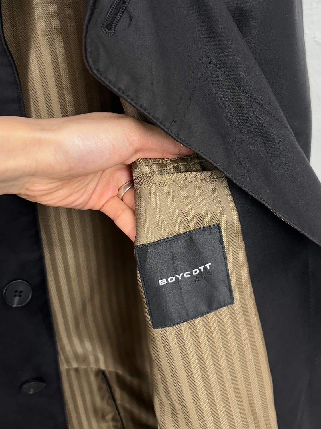 BOYCOTT Leather Trim Trench Coat 상품이미지7