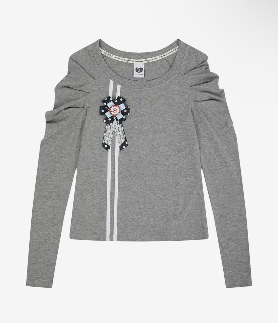 러브이즈트루 EL ROSETTE SHIRRING TEE(GRAY) 상품이미지1