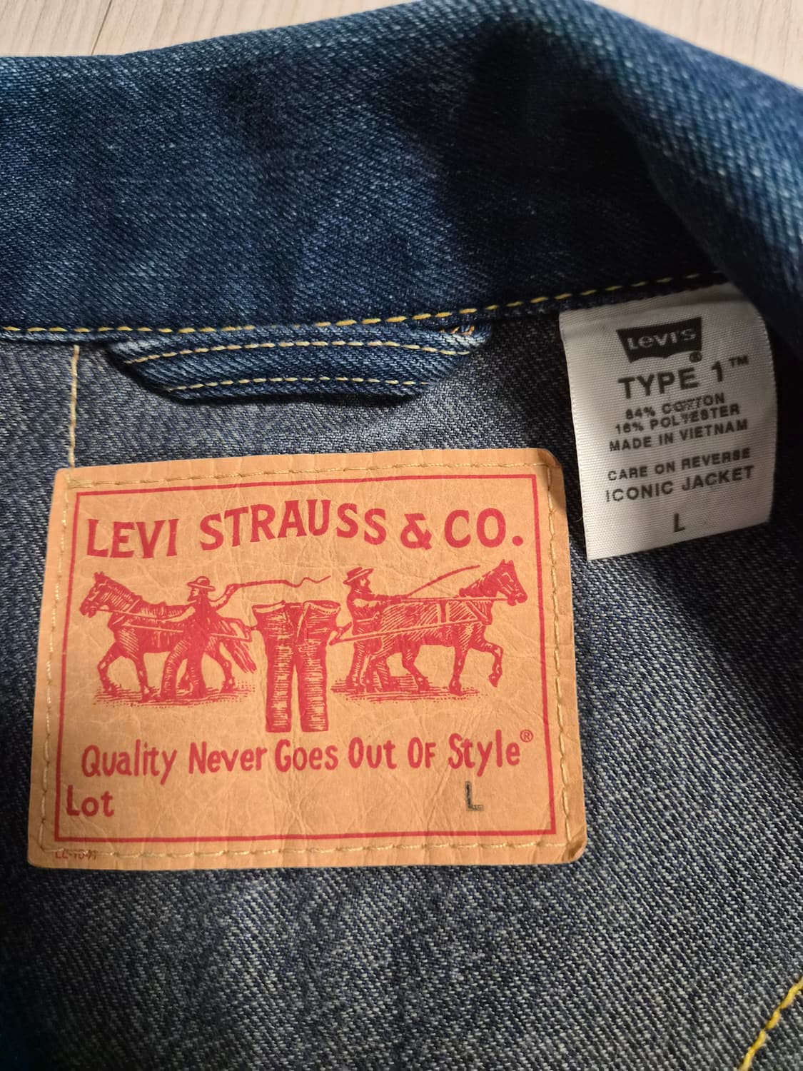 리바이스 타입 1 아이코닉 데님 트러커 자켓입니다. 상품이미지4