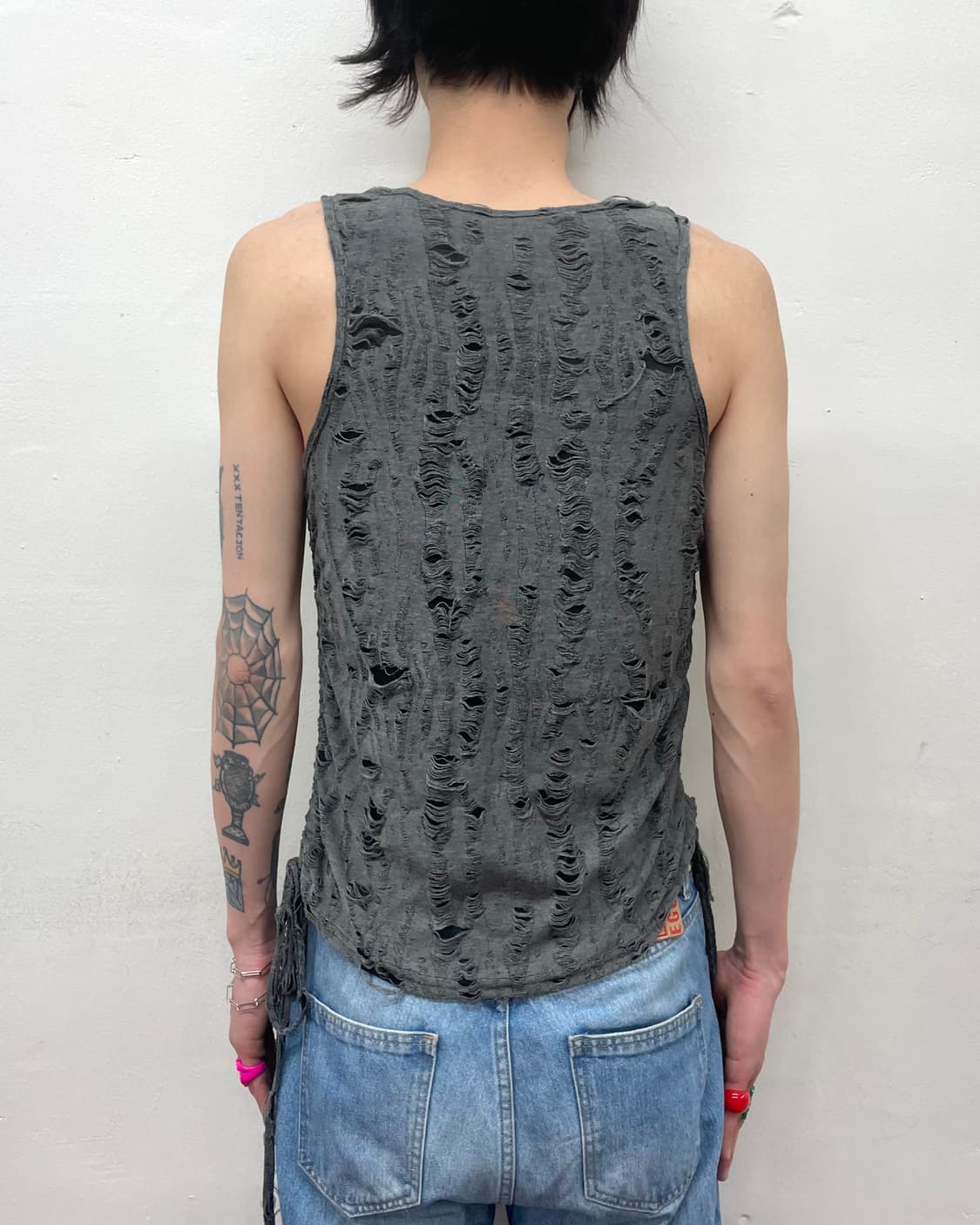 Star lace damage shirring sleeveless 상품이미지2