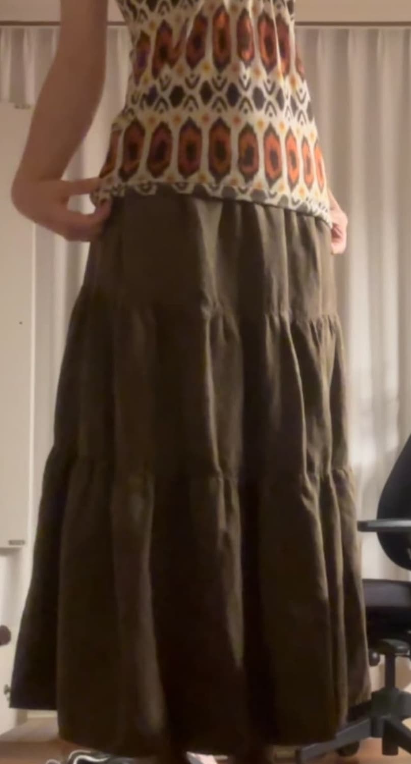 스웨이드 롱 티어드 캉캉 스커트 모리 상품이미지2