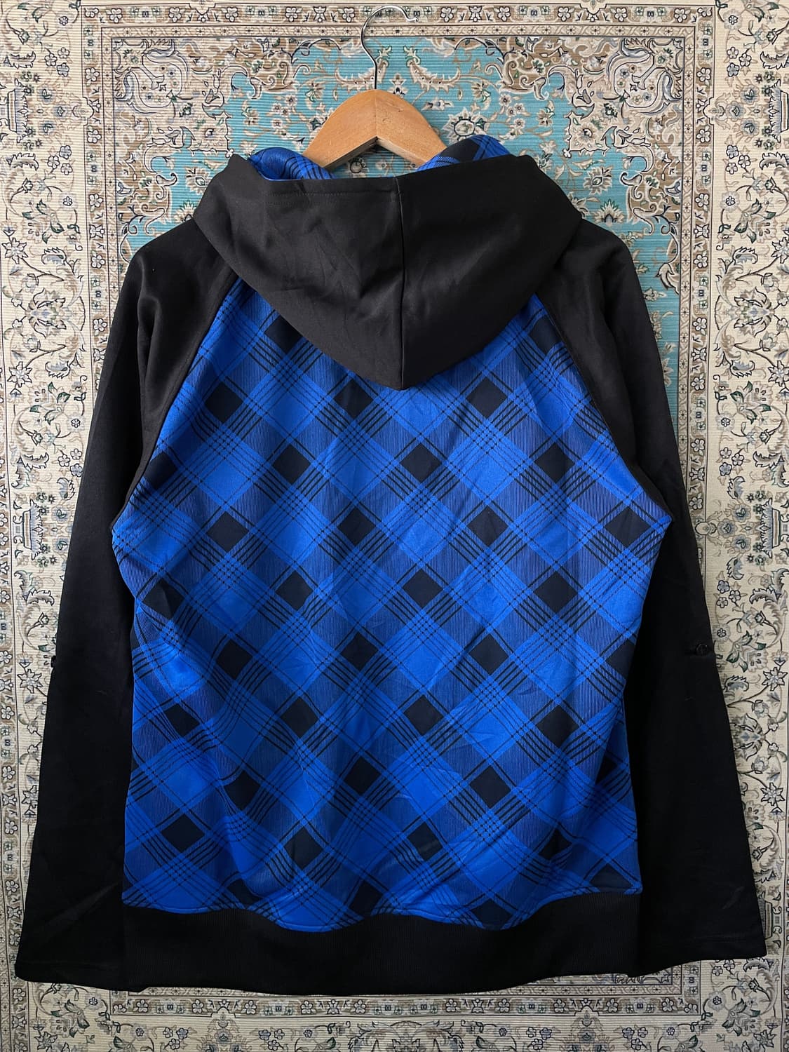 JPN Y2K 블루체크 그래픽 나그랑 후드집업1670 상품이미지4