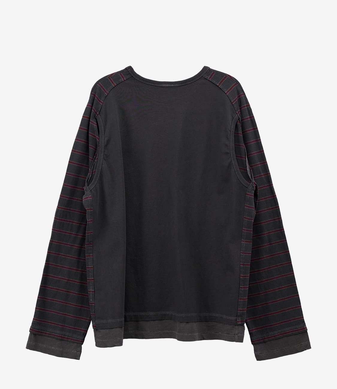 스탠드얼론 레이어드 햄 스트라이프 롱 슬리브 버건디 상품이미지5