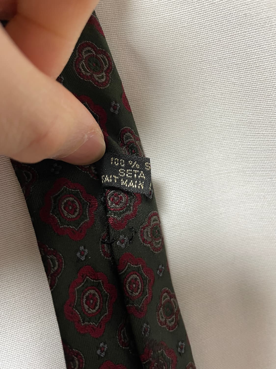 크리스찬 디올 Dior 명품 빈티지 플라워 실크 넥타이 _ 그린/레드 상품이미지8
