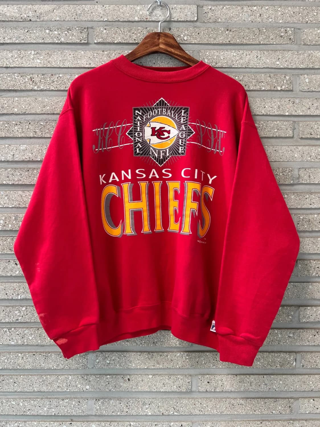 [L]90's USA Made 캔자스 시티 CHIEFS 레드 스웻셔츠 상품이미지1