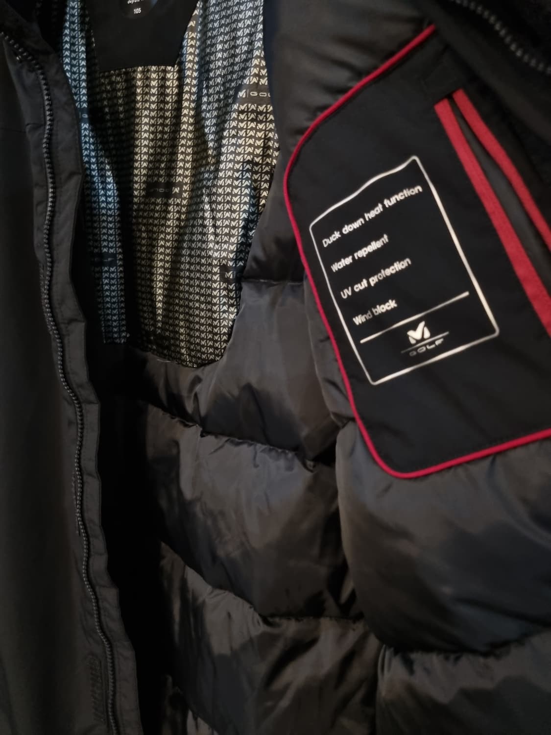 밀레 골프 남성 덕다운 롱파카 105 블랙 상품이미지5