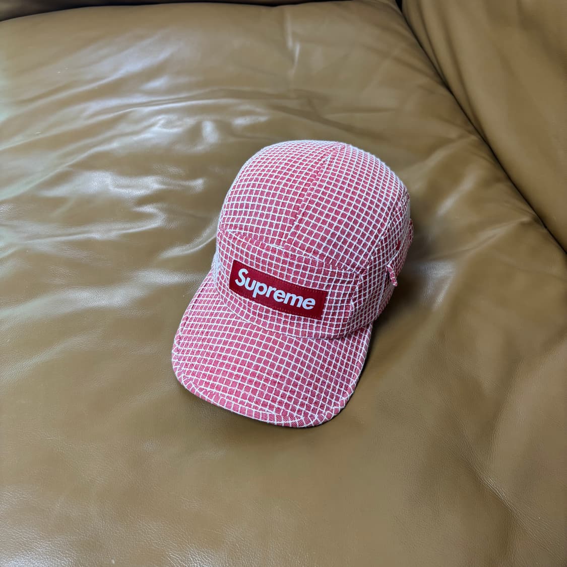 Supreme 슈프림 그리드 레드 캠프캡 모자 (Grid Red) 상품이미지1