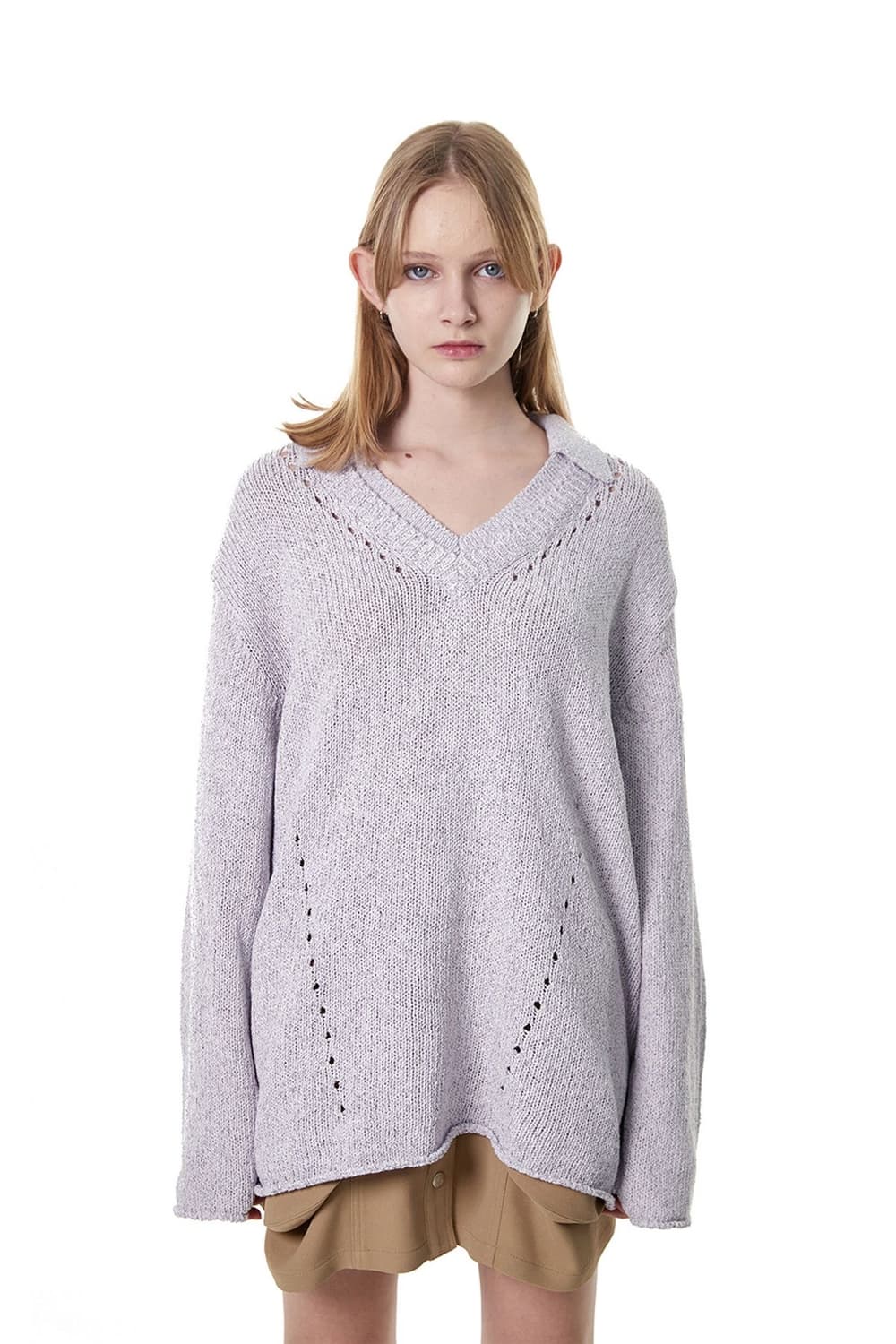 새릭 CERRIC 오픈 칼라 펀칭 포인트 니트 상품이미지1