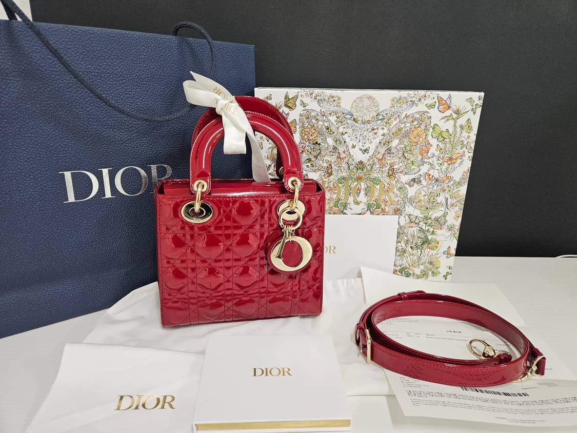 디올 레이디백 미니 체리 레드 (S급 새상품급) 영수증 포함 풀구성 상품이미지1