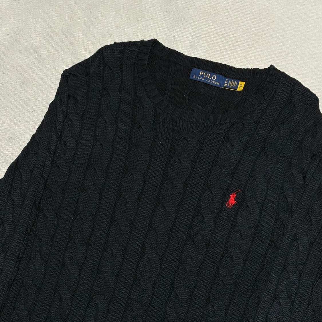 S 폴로랄프로렌 코튼 케이블 라운드넥 네이비 니트 상품이미지1