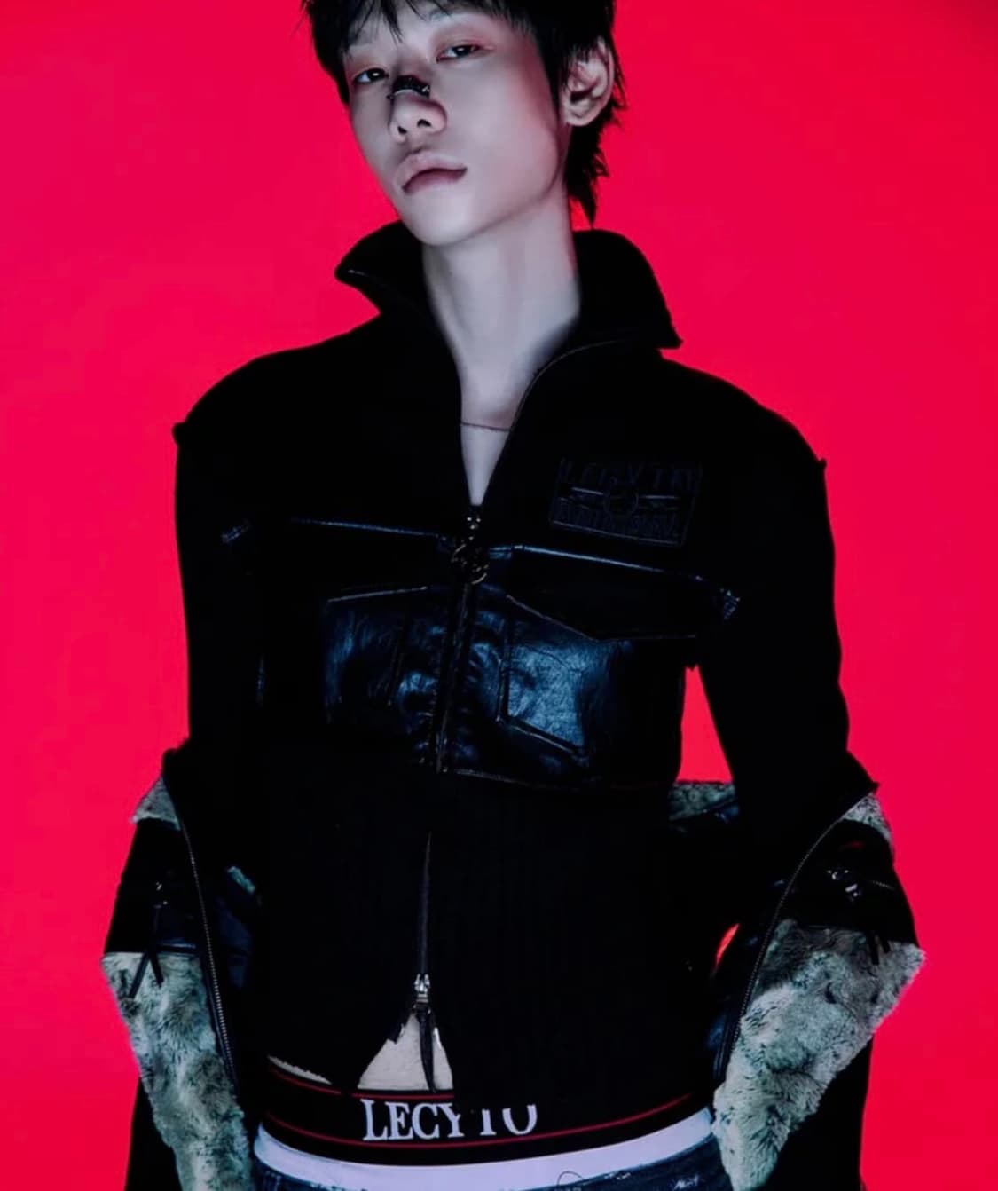 Lecyto Mix Neck Zip Up Black 상품이미지2