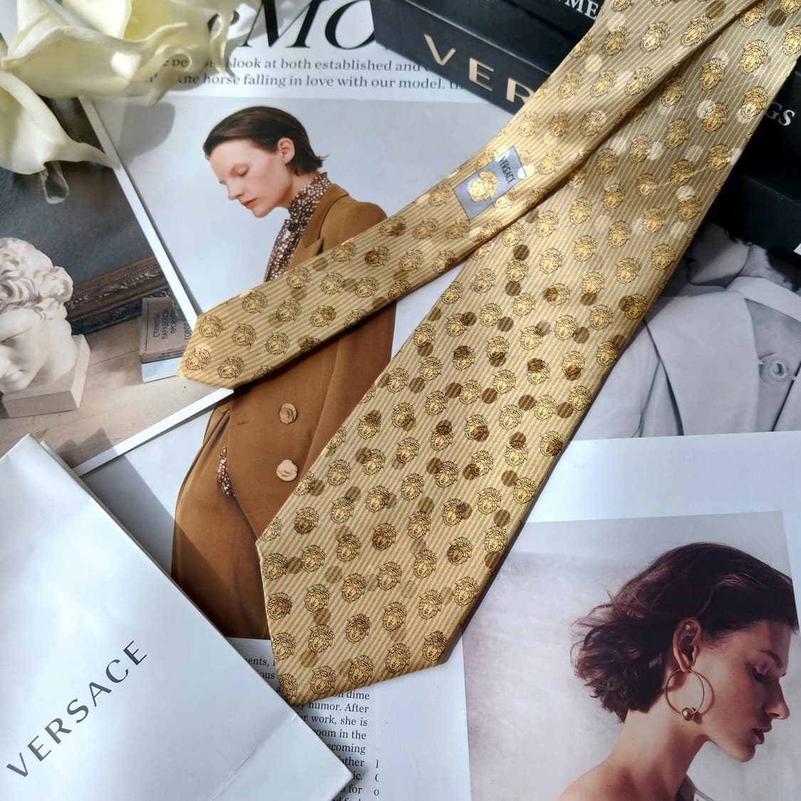 지아니 베르사체 실크 메두사 패턴 넥타이 8.9cm A등급 A19870
 상품이미지3