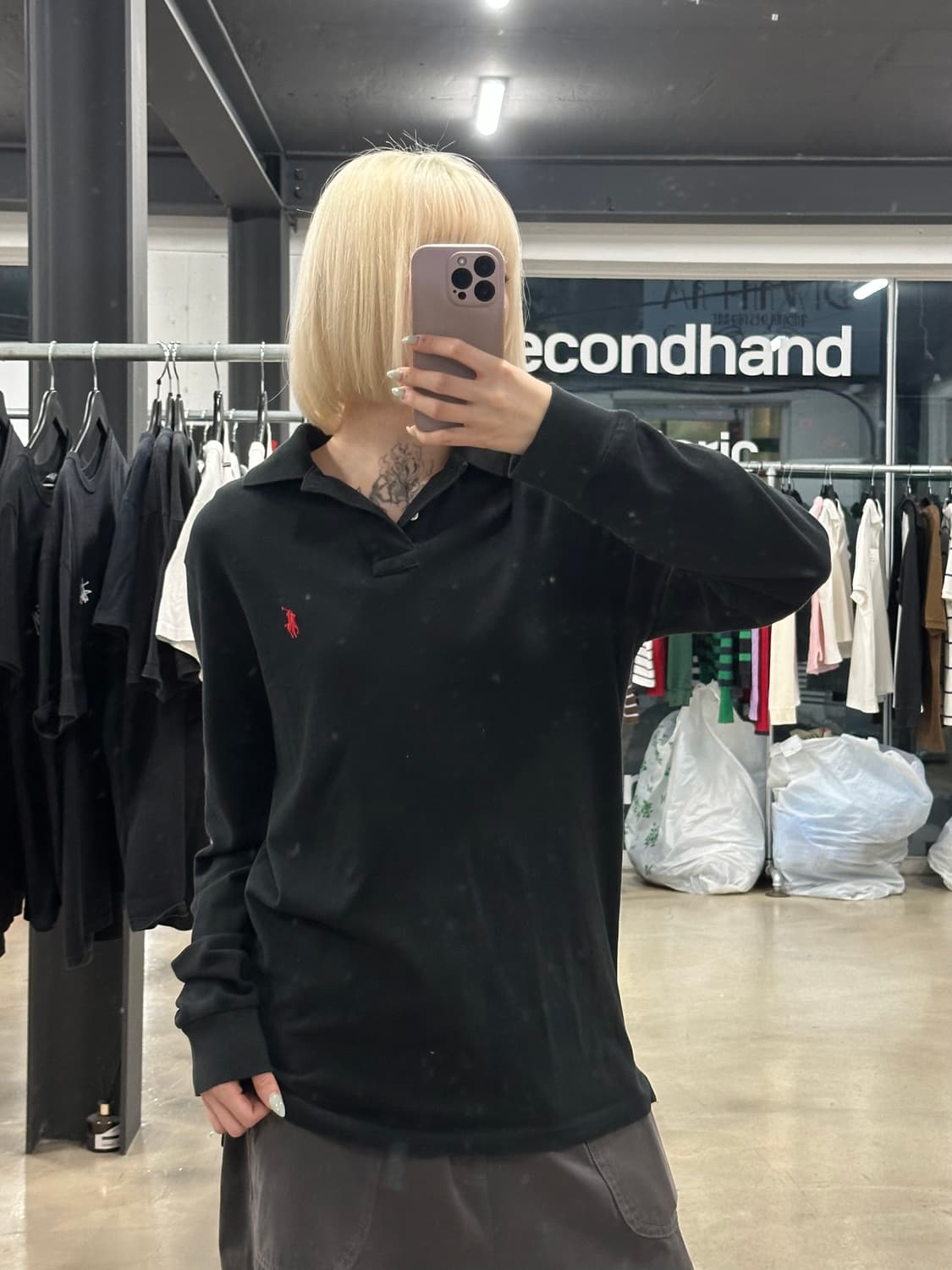 폴로 랄프로렌 블랙 카라 긴팔 티셔츠 상품이미지4