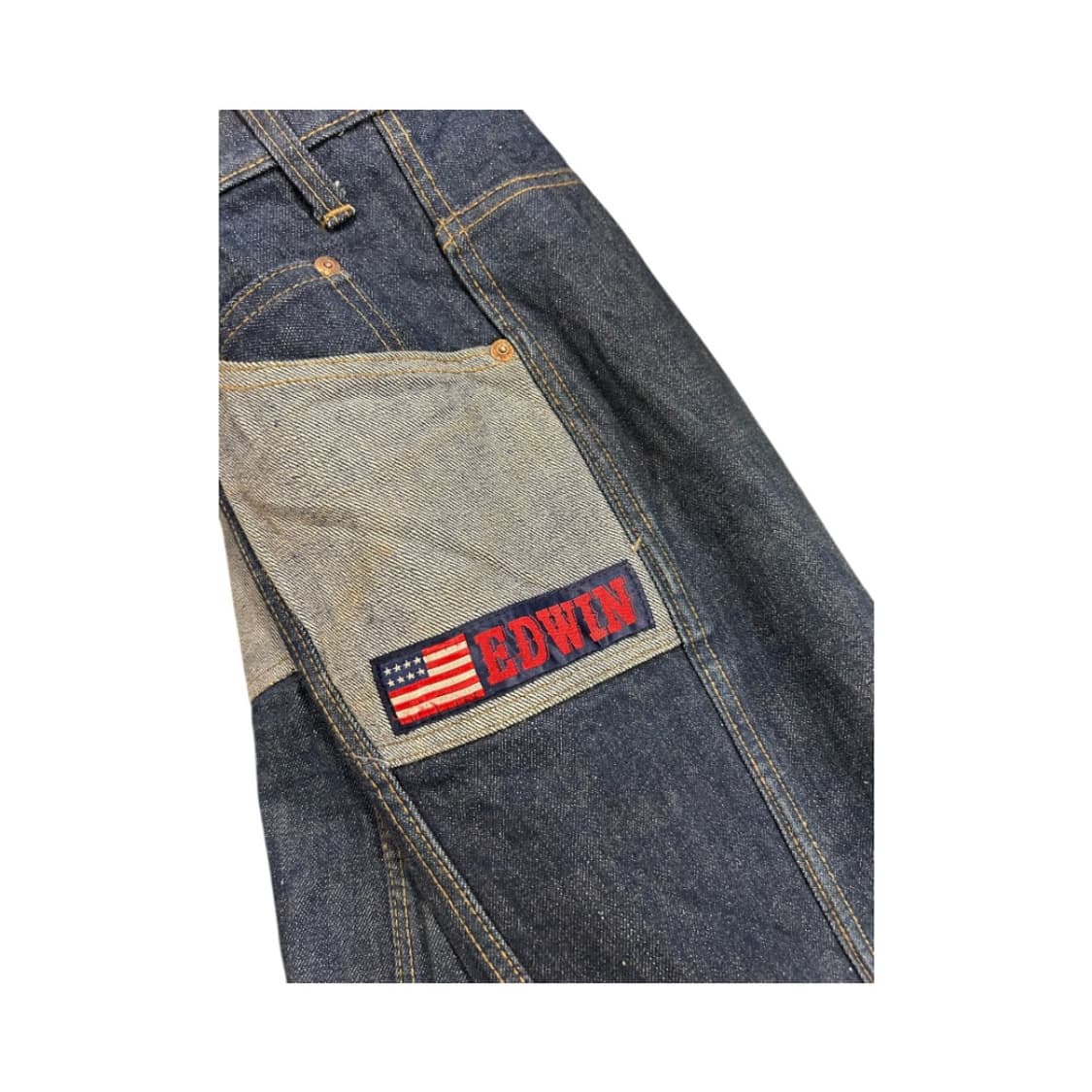 W-M) 에드윈 인디고 성조기패치 워크 포켓 플레어 데님팬츠 BD-053 상품이미지5