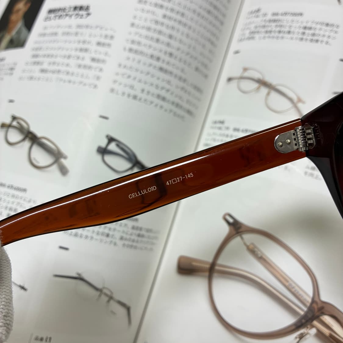 銘品晴夫作 메힌 하루오사쿠 셀룰로이드 브라운 클리어 뿔테 일본 안경 상품이미지5