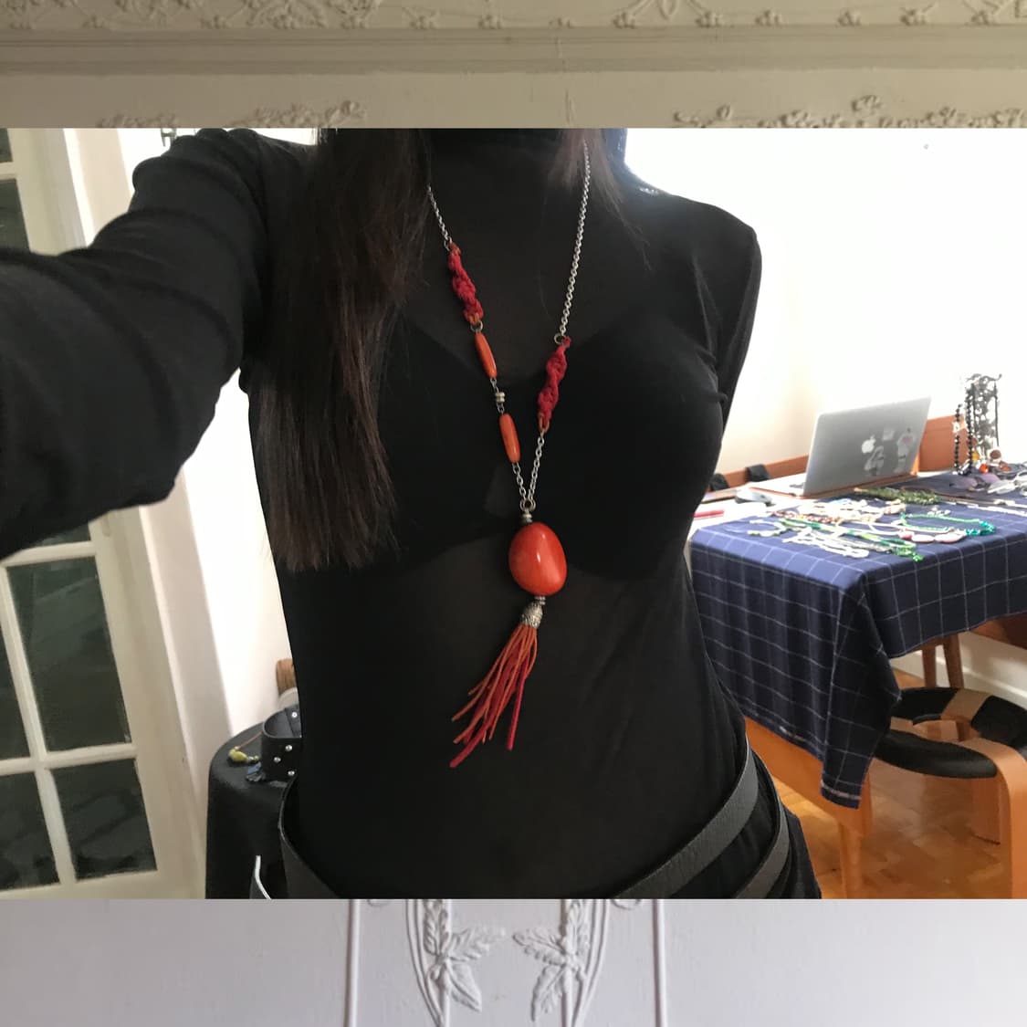 vintage black see-through top 상품이미지1
