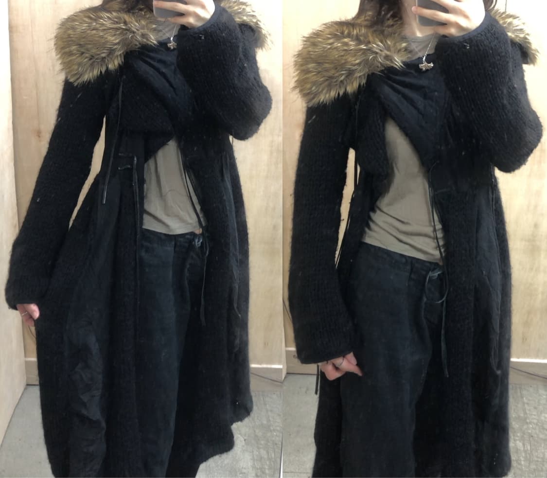 [직수입] 빈티지 퍼 칼라 울 가디건 코트 상품이미지3