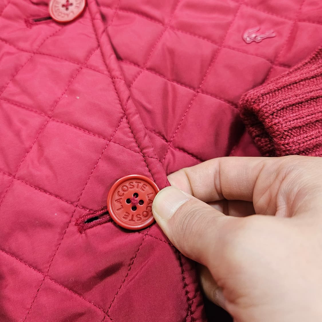 라코스테(Lacoste) 니트 배색 퀄팅 후드 자켓 38size 상품이미지6