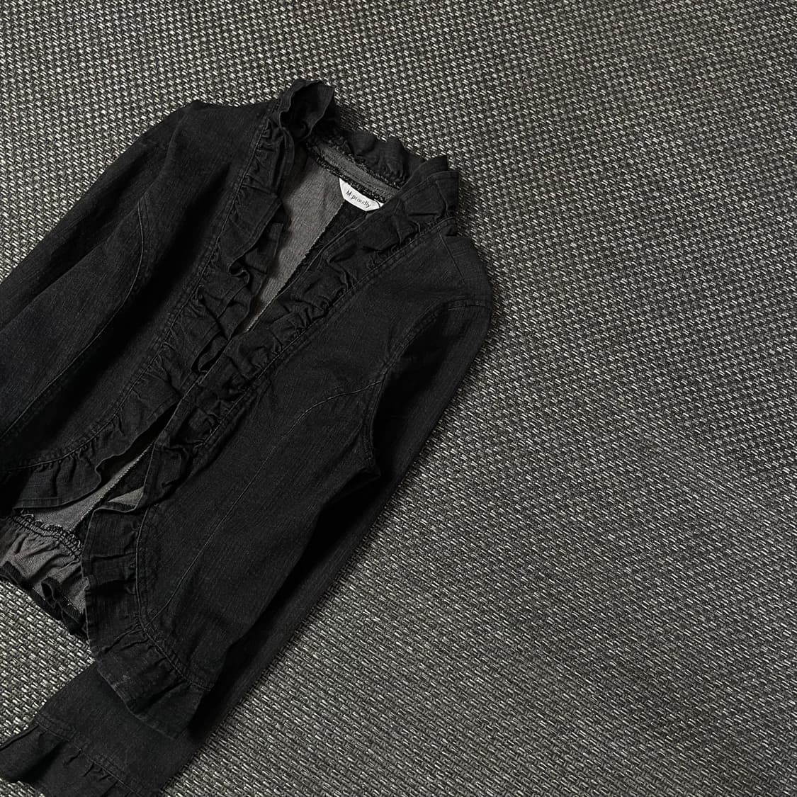 M-proudly 블랙 프릴 포인트 데님 자켓 LL 상품이미지4