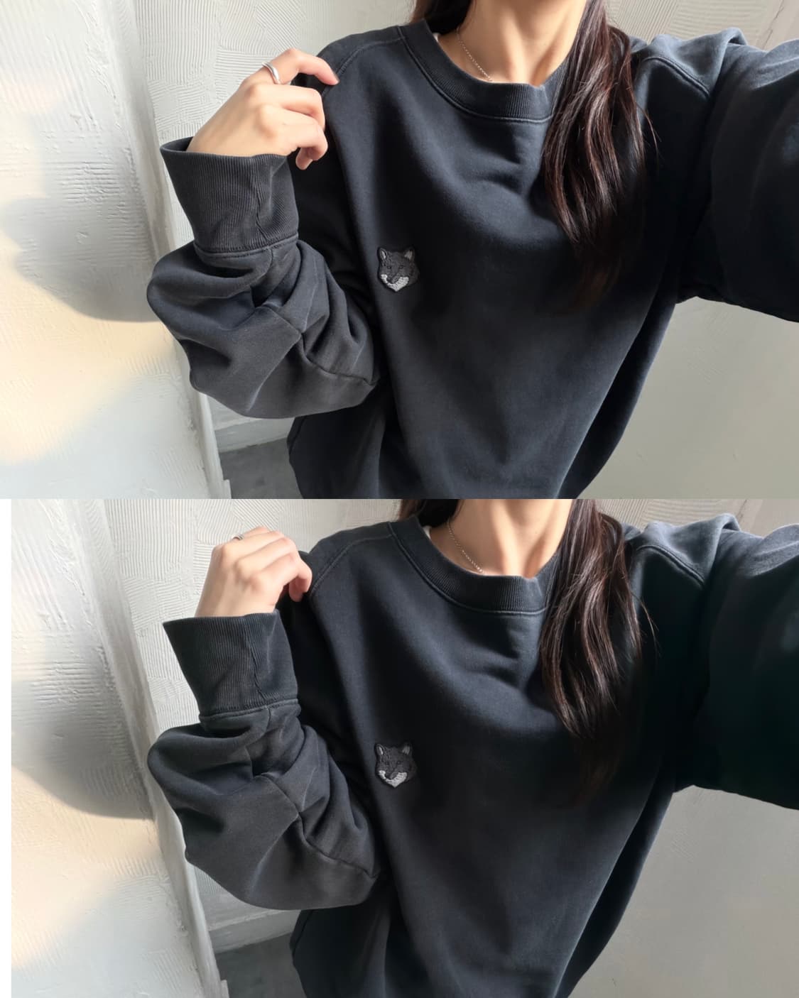 Maison Kitsune 메종키츠네 2024‘ 폭스패치 블랙 맨투맨 상품이미지1