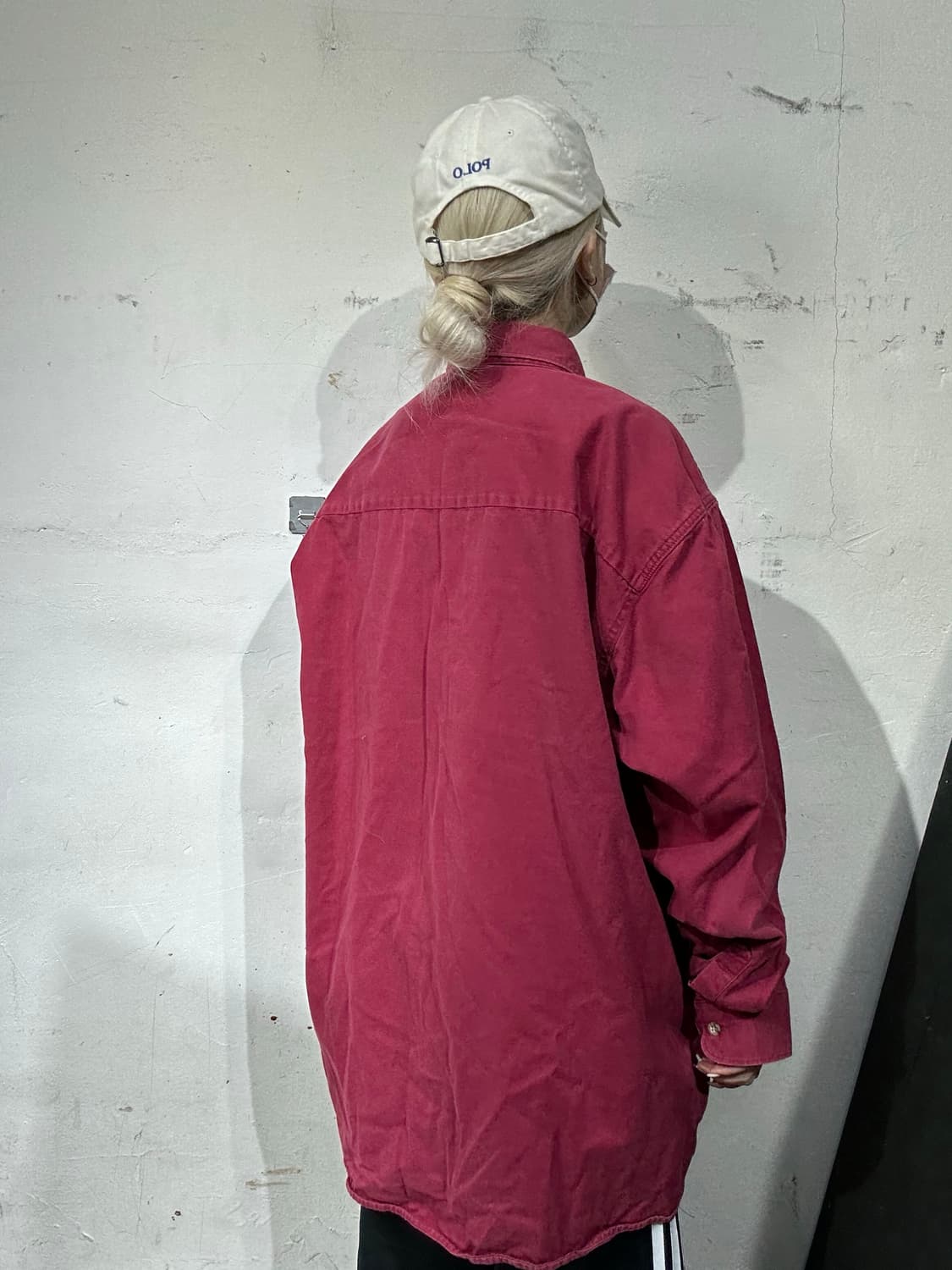 칼하트 자수 버건디 오버핏 솔리드 워크 셔츠 L 상품이미지3