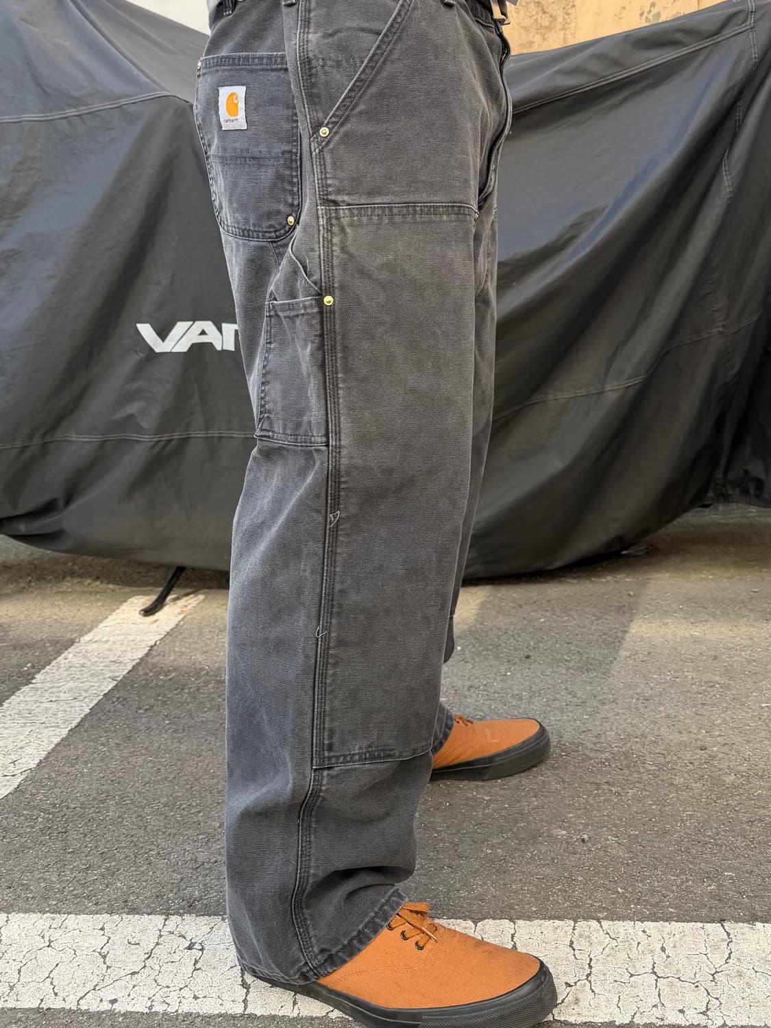 90s 빈티지 칼하트 더블니 팬츠 블랙 made in usa 상품이미지4