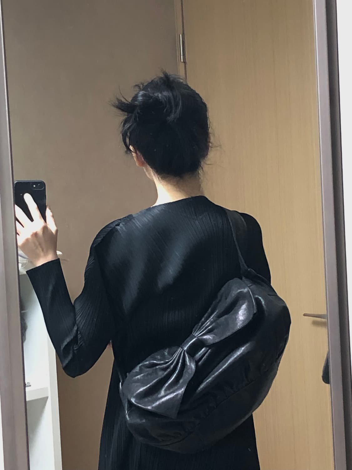 2way 검정 리본 가죽 가방 레더 숄더백 크로스백 상품이미지9