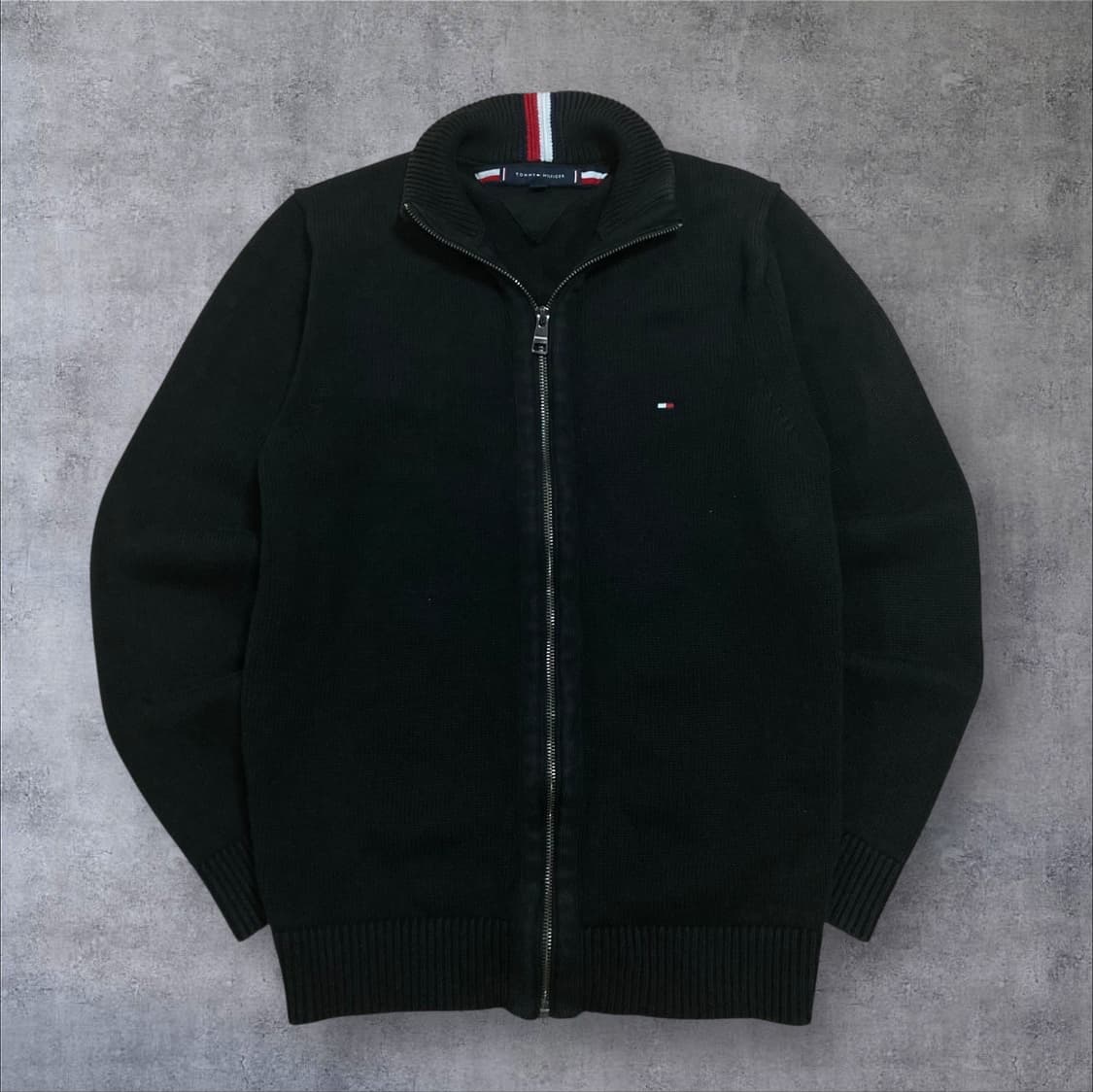타미힐피거 스몰 로고 미니멀 니트 집업 상품이미지1