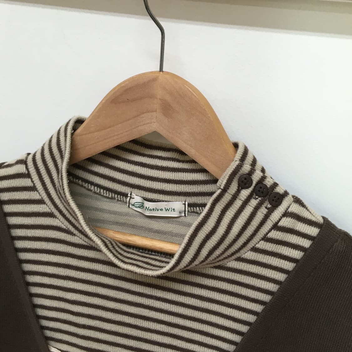 JPN/ 브라운 스트라이프 이너 레이어드티셔츠 모리걸레이어드이너 상품이미지4