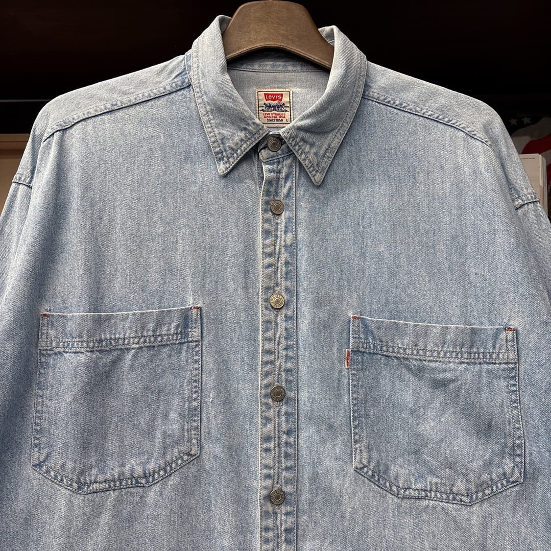 90s 리바이스 화이트탭 리벳버튼 워싱 데님 워크셔츠 N1201 상품이미지3