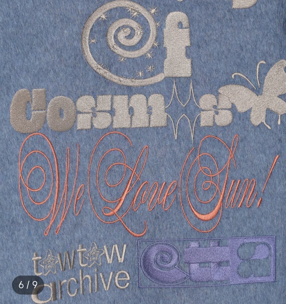 새상품급 토우토우 아카이브 바시티자켓 블루&월넛 상품이미지6