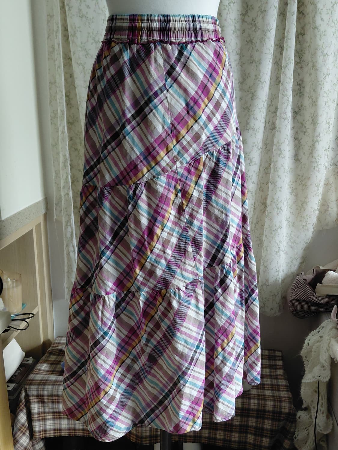 [빈티지] 써스데이아일랜드 체크 캉캉 롱 스커트 모리걸 상품이미지3