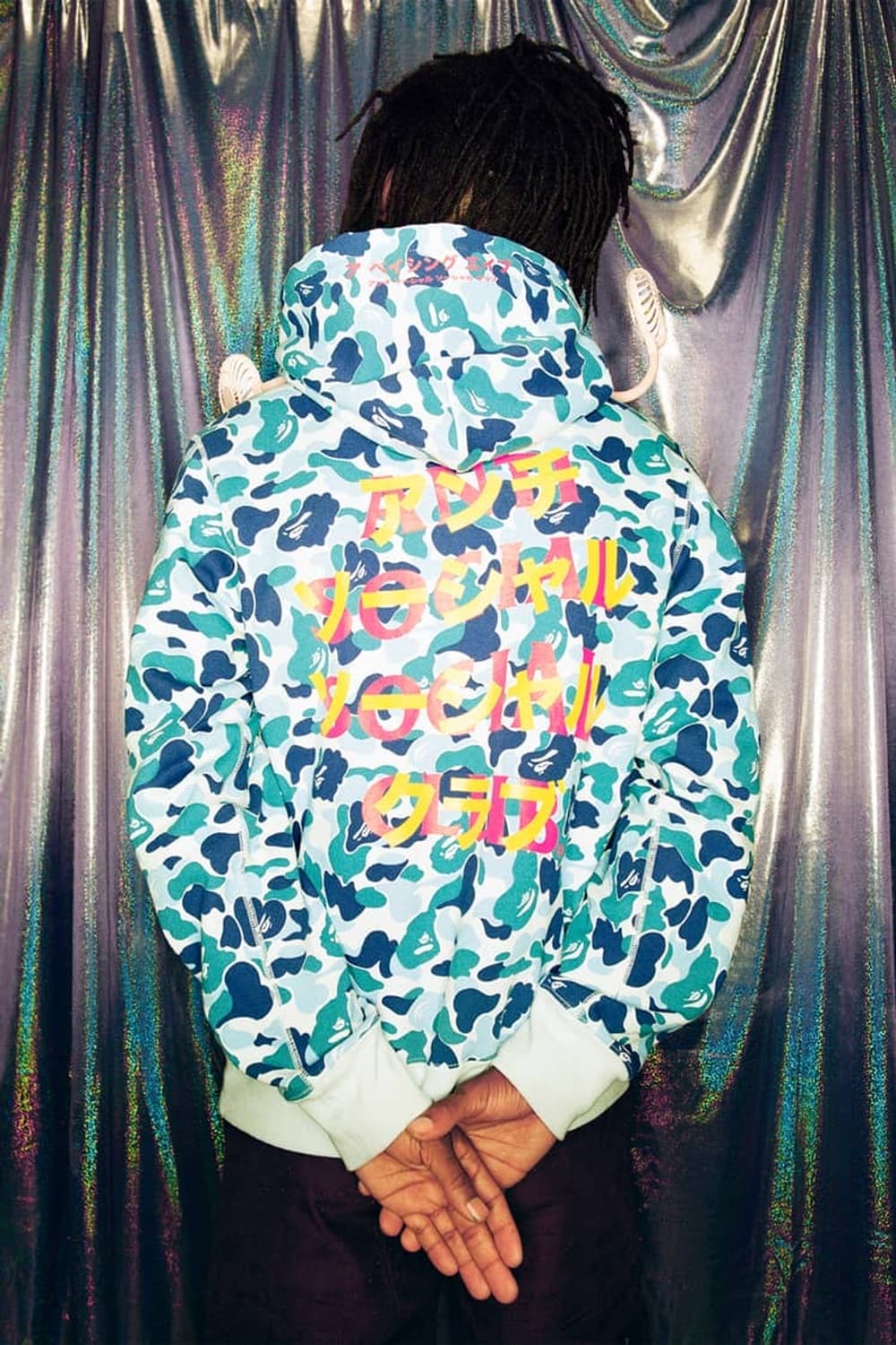 베이프 X 안티소셜클럽 블루 카모 후드티 상품이미지1