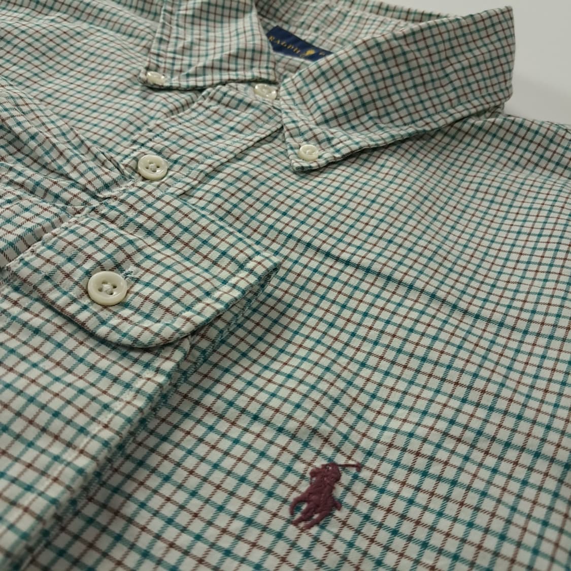 CK713 2XL 폴로 90s 그린브라운 마이크로체크 셔츠 남방 상품이미지4