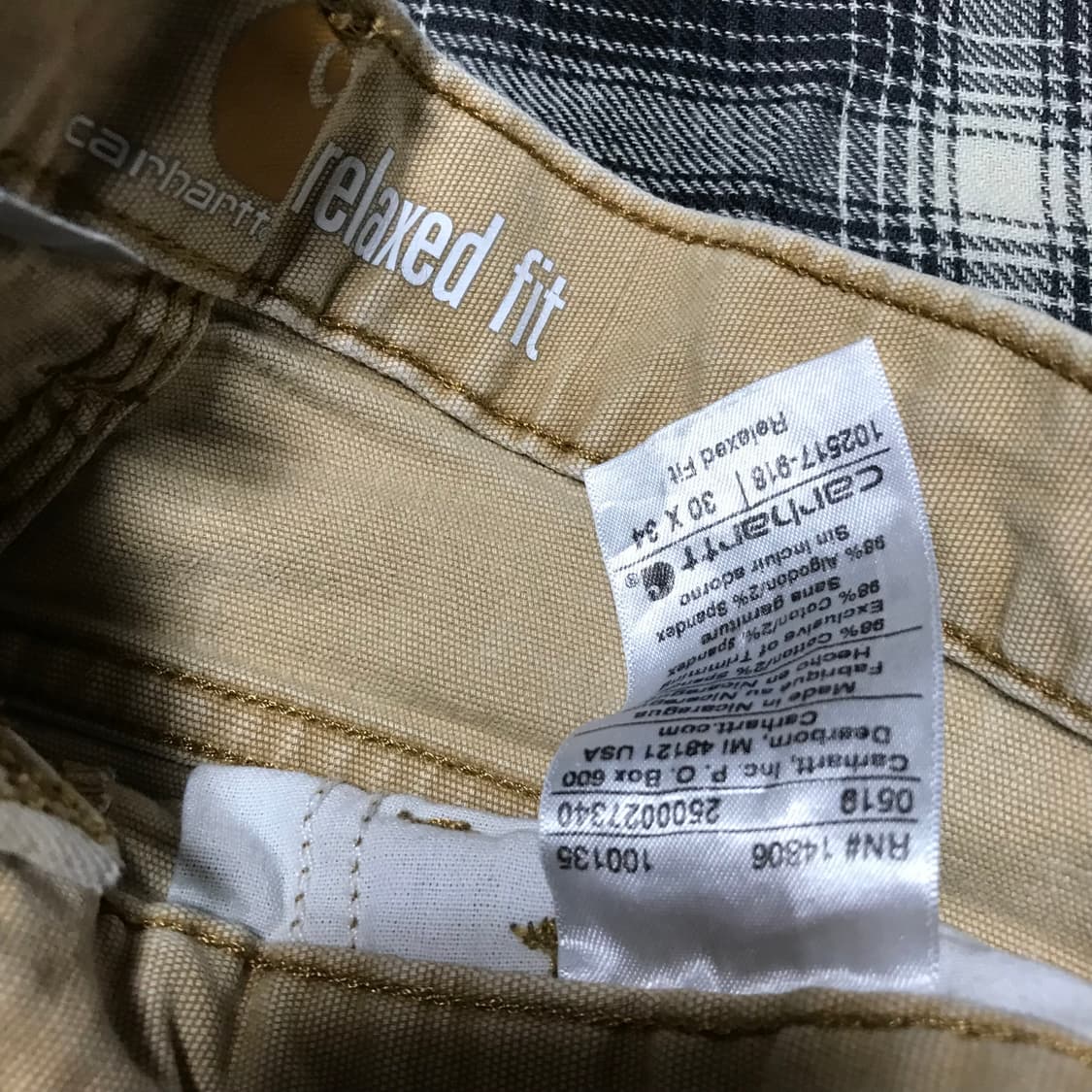 칼하트 덕 캔버스 릴렉스드 핏 베이지 워크 팬츠 상품이미지5