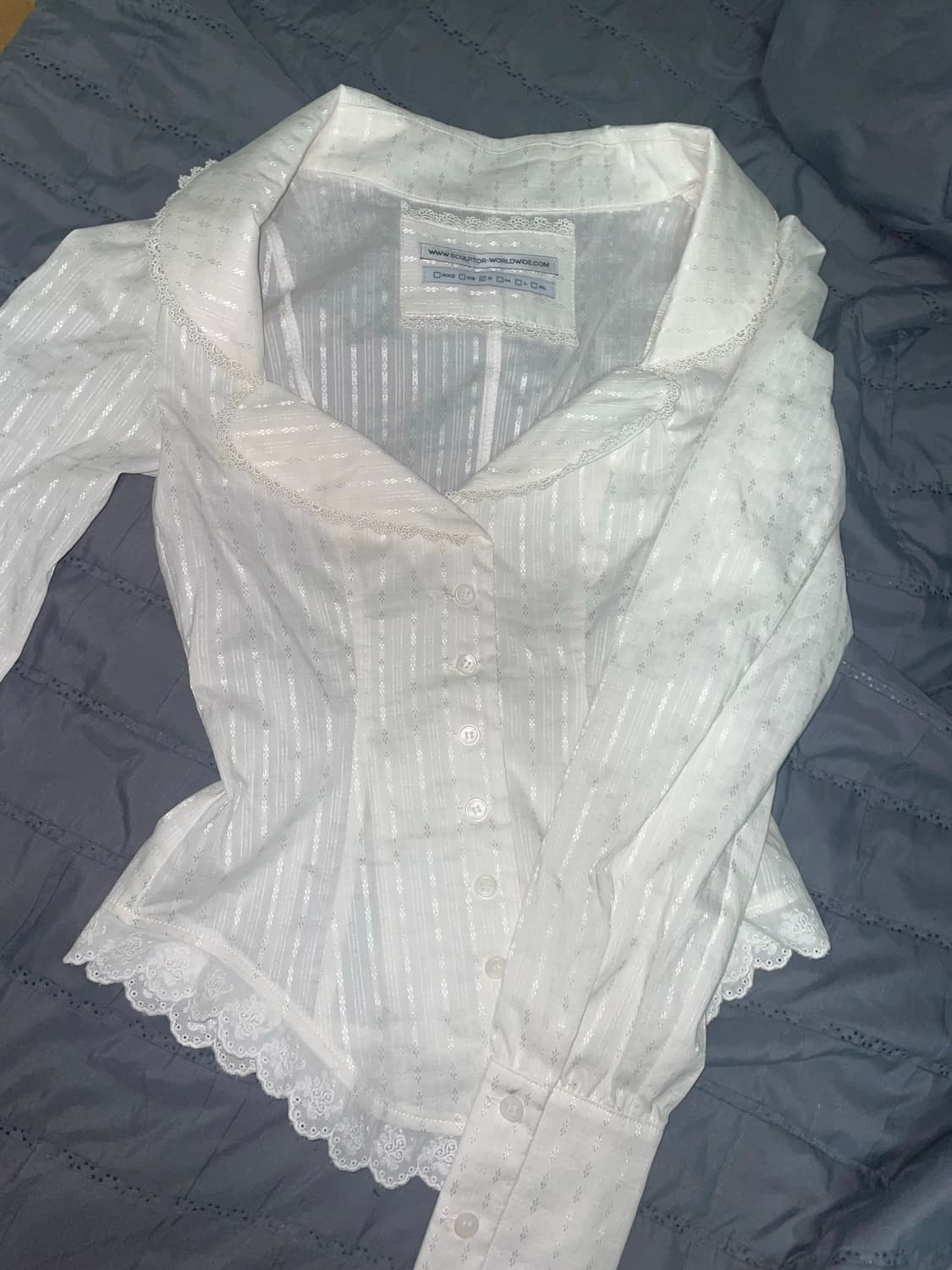 Clover Leaf Neck Blouse Ivory S 상품이미지5