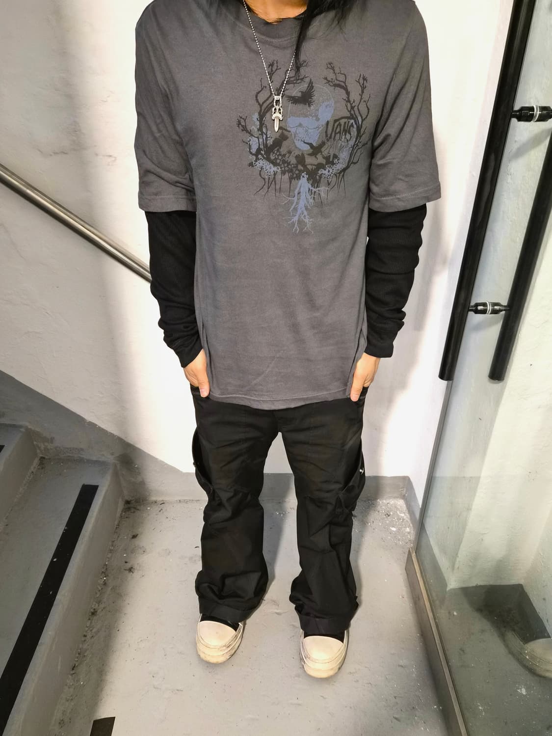 Y2k 레이어드 프린팅 롱슬리브 상품이미지1