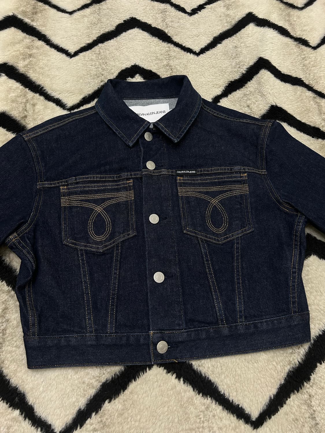 [S]캘빈클라인 크롭 오메가 데님 자켓/진청 상품이미지2