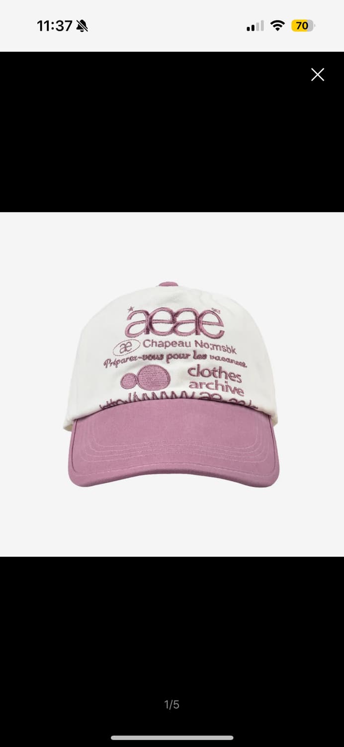 AEAE 에이이에이이 투톤 볼캡 모자 화이트/핑크 상품이미지1