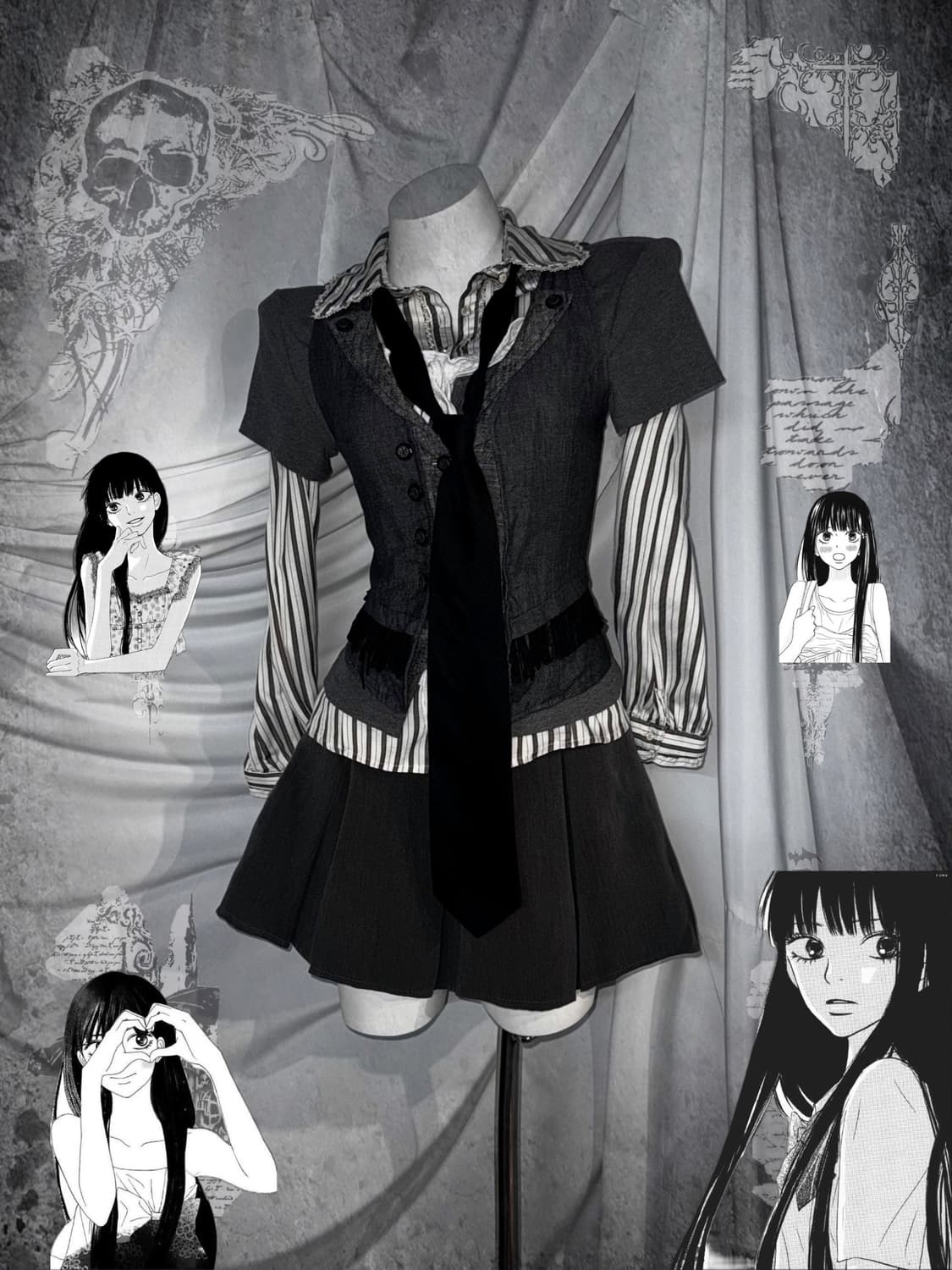 엑시즈팜 무채색 사와코깔 그레이 공겜여주 니혼진 코디세트 상품이미지1