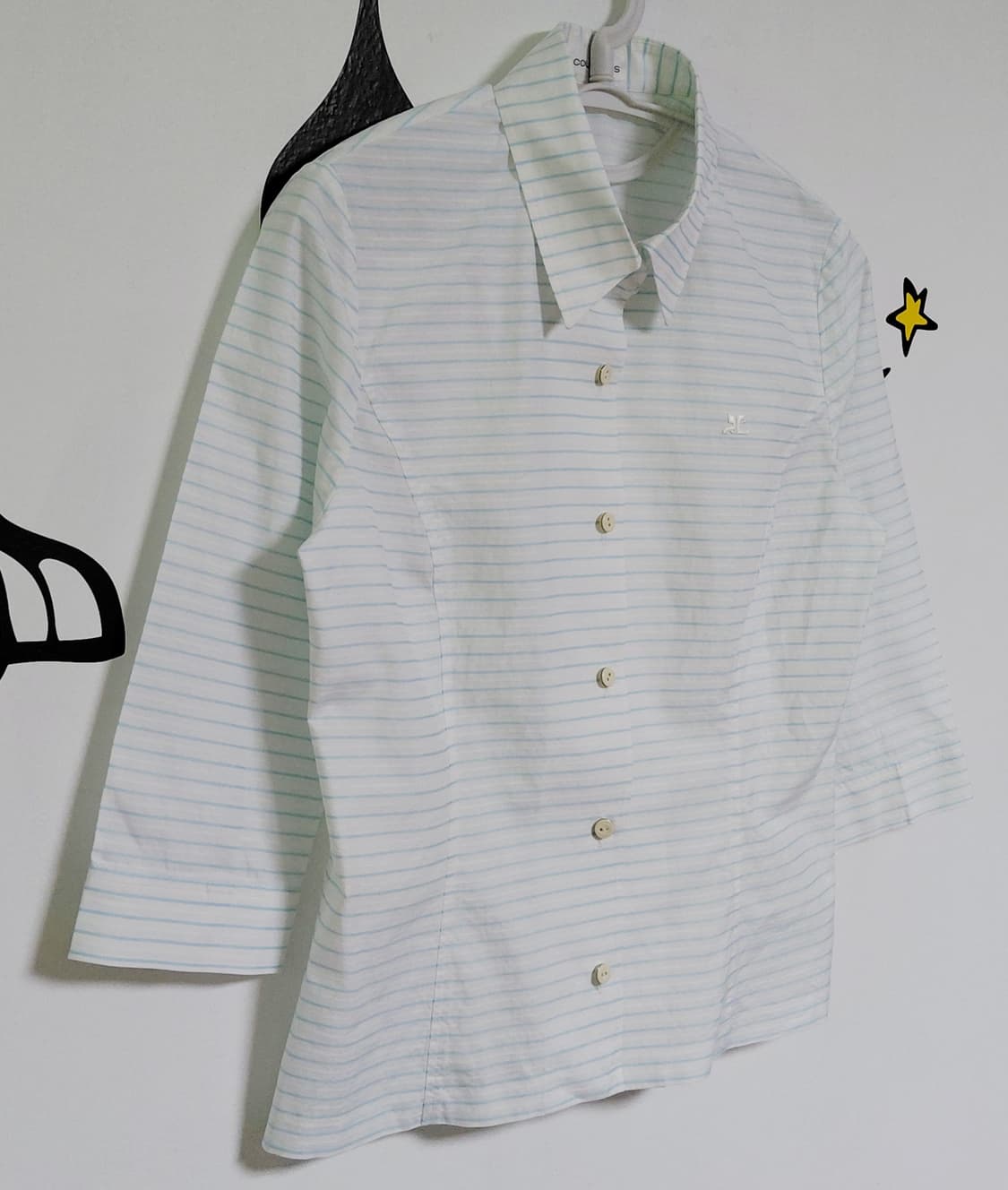 [정품] Courreges 9R 스카이블루 스트라이프 7부 셔츠 상품이미지10
