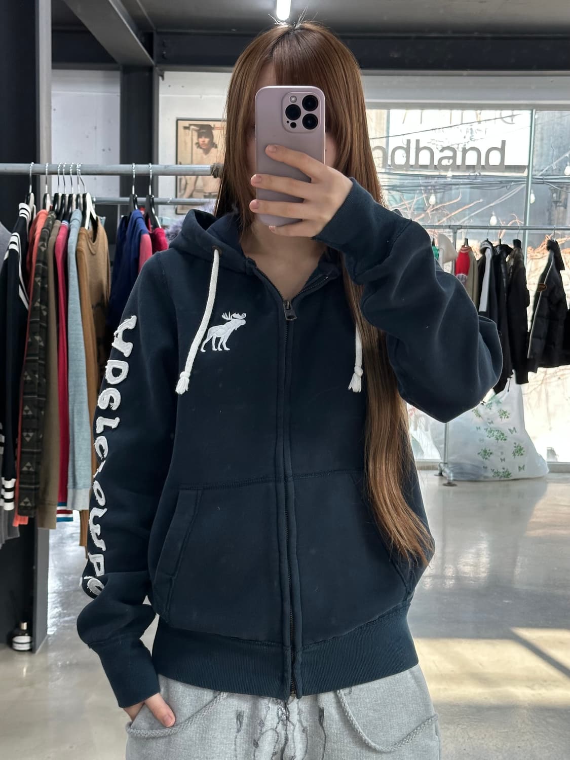 아베크롬비 시그니처자수 빅로고 머슬핏 후드집업 상품이미지4